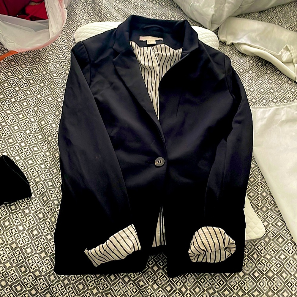 Black white striped inside blazer